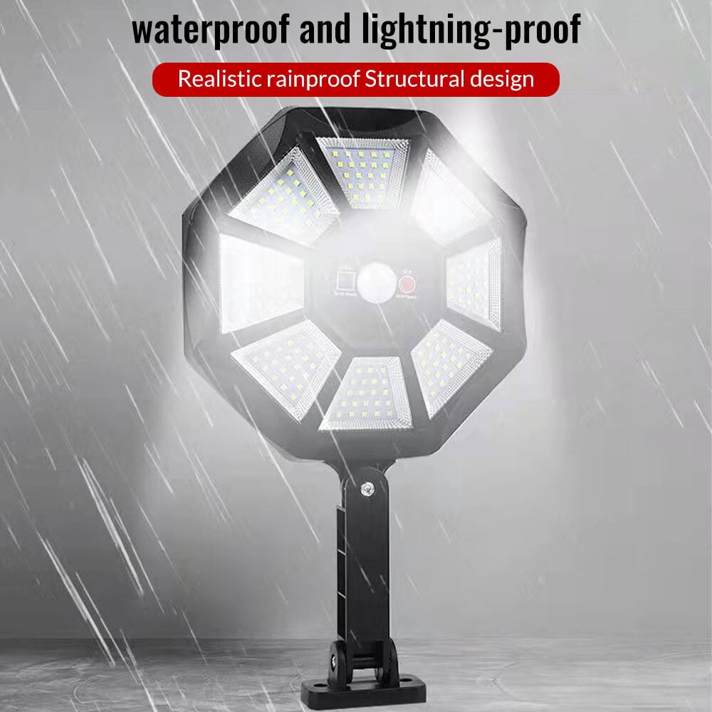 Solar Lights Outdoor,DFITO 168LED 6500K Flood Light Dusk to Dawn, 8 Sides Parking Lot Lights with Motion Sensor, IP66 Waterproof Solar Powered Outdoor Lights for Yard, Pools(1Pack)