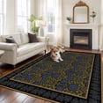 thumbnail image 2 of 8'x10' Area Rugs, Vintage Navy Blue Roses Indoor Outdoor Area Rug for Living Room Bedroom, Abstract Art Floral Green Leaves Washable Bathroom Rugs Kitchen Floor Carpet Mats Home Decor Aesthetic, 2 of 8