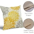 thumbnail image 4 of Yellow Grey Flower Pillow Covers 18x18 Inch Set of 2, Gray White Dahlia Colored Floral Line Pattern Decorative Throw Pillowcases Outdoor Farmhouse Cushion Covers Summer Holiday Sofa Couch Bed Decor, 4 of 6