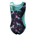thumbnail image 4 of CHICTRY Kids Girls 2Pcs Gym Sports Yoga Suit Colorful Prints Sleeveless Leotard with Shorts Dance Outfit Dark Night 6, 4 of 7