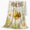 thumbnail image 2 of Our Tiny Honeybee Quote with Daisies, Sweet Nursery Style for Bee Lovers, Moonlit Garden Motif and Baby Shower Gift, Cozy Flannel Blanket for Nursery and Bedroom, Home Decor, 2 of 9