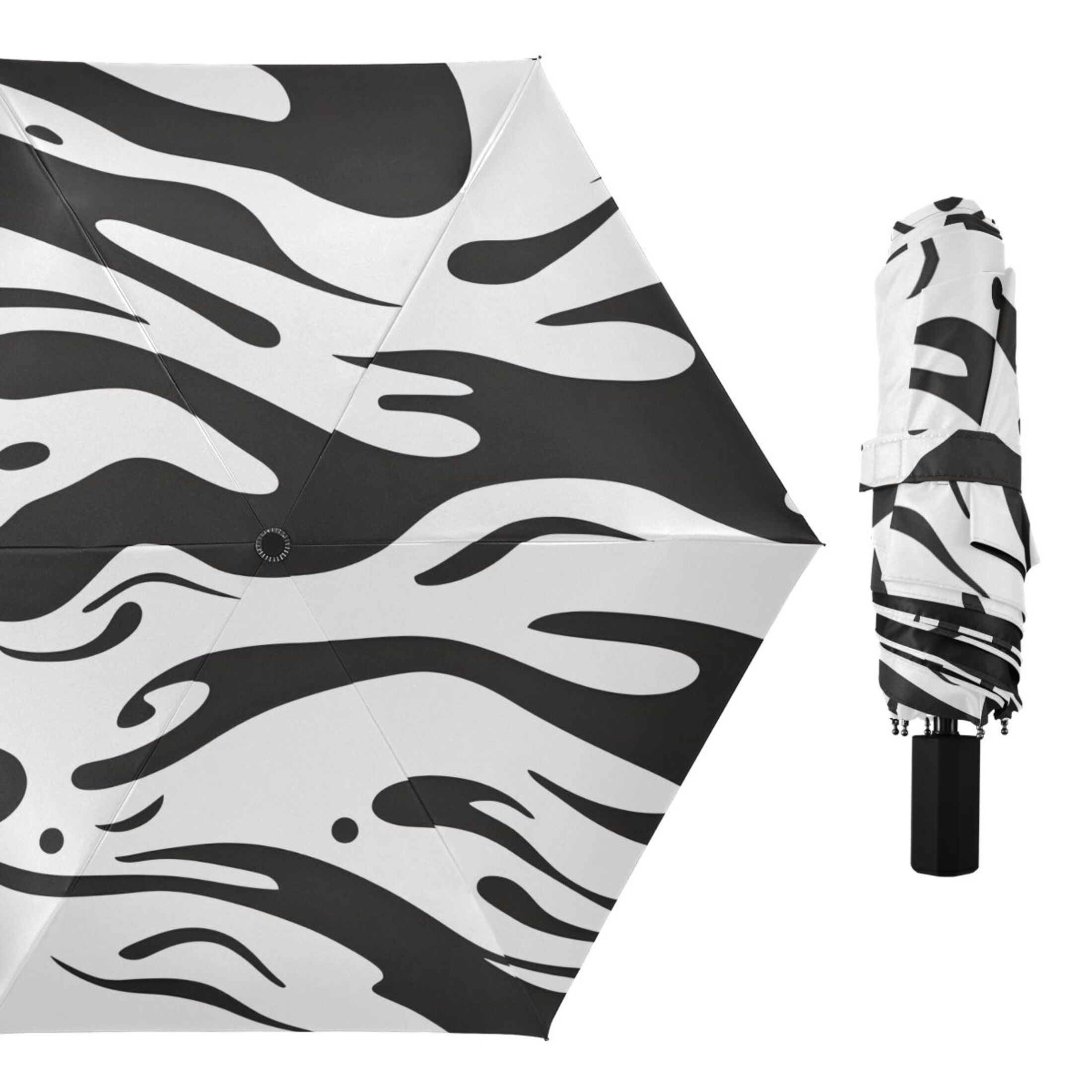 ALAZA Liquid Wave Pattern UPF 50+ Compact Folding Umbrella for Rain Travel Umbrella Packable