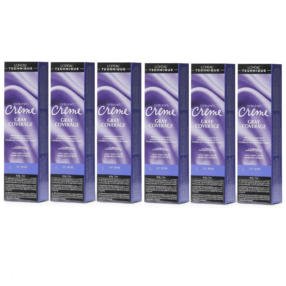 L'Oreal Excellence Creme 6 Light Brown Permanent Hair Color HC-06200 (6 ...