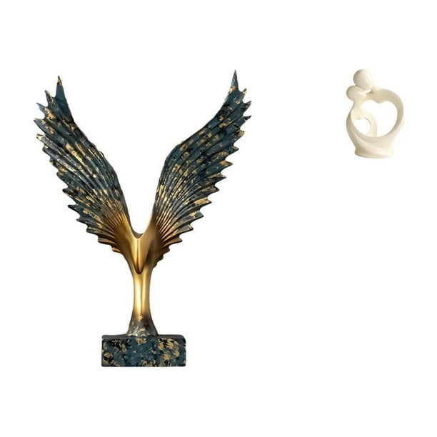 Estatua de la casa,Estatua de ala hecha a mano,artesanía de resina para cafetería,Escultura de alas extendidas,adorno artesanal,Estatua abstracta,Estatua de resina para decoración del