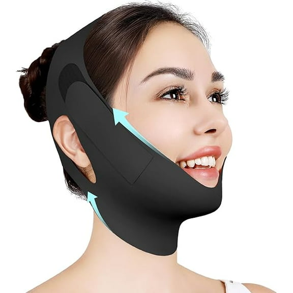 OAO Chin Strap for Sleeping,Adjustable Chin Strap,Jaw Strap,Jawline Shaper,V Line Lifting Mask,Black,M