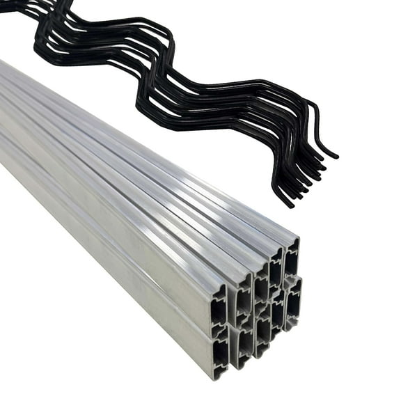 Soonbuy 6.6 FT Spring Wire and Lock Channel 10/20 Packs Aluminum Alloy Lock Channels and PVC-Coated Spring Wires Greenhouse Frame Kit for Fix Poly Film Shade Cloth Attachment