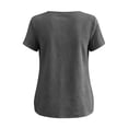 thumbnail image 7 of hoksml Women's Cotton Linen Peplum Blouse, Round Neck Short Sleeve Loose Fit Casual Summer Daily Wear Shirt, 7 of 7