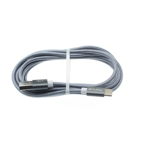 6ft Long Gray Braided Type-C Cable Rapid Charge USB Wire Sync N4L for Motorola Moto G7 Power Play G6 - Nokia 7.1, 8, 3.1 Plus - OnePlus 5T, 6, 6T, 7 Pro - Razer Phone 2 - RED Hydrogen One