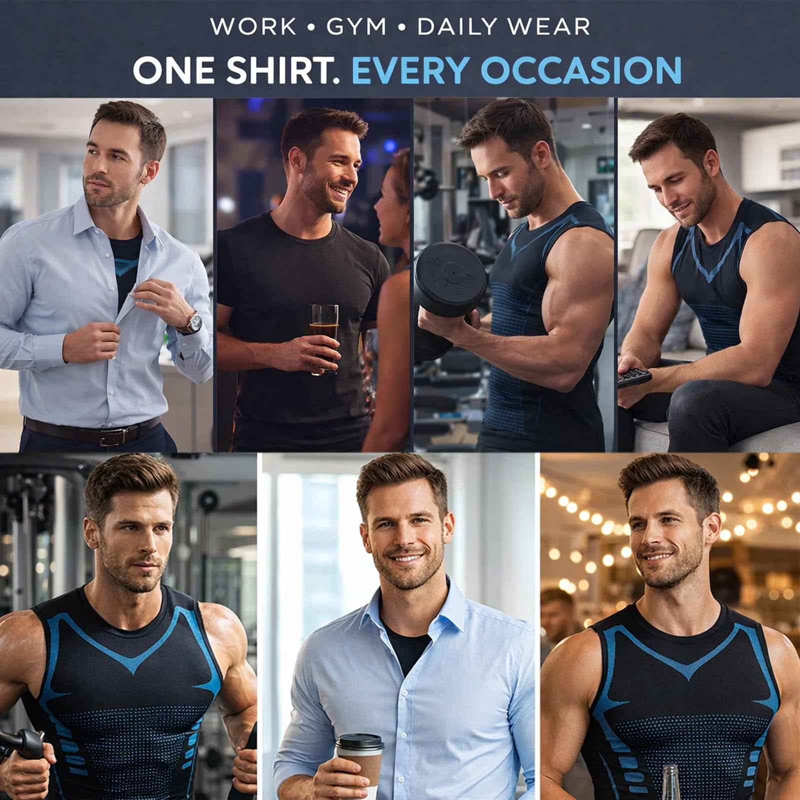 North Alpine Compression Shirt, Mens Tank Tops, Slimming Body Shaper Vest, Sport Running Dry Fit Gym Shirt