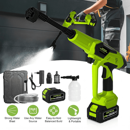 Welan 1450PSI Portable Cordless Pressure Washer, 21VF Power Washer with 6-in-1 Nozzle, 5L/Min Flow, Total 2 Batteries, Compact Electric Cleaner for Cars, Windows, Driveways