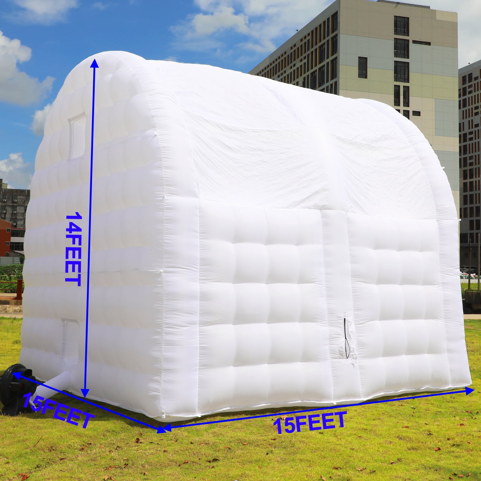 Large White Inflatable Tent(15x15x14FT) Includes 950W Blower Square Gazebo Event Room Large Inflatable Party Tent for Backyard,Outdoor EventsParties, Shows, Events, and Commercial Use