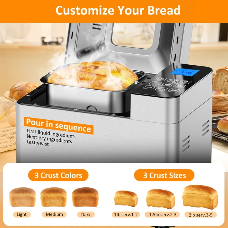 TINANA 25-in-1 Automatic Bread Maker, 2 Lb Stainless Steel photo 2