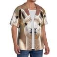 thumbnail image 2 of KLL Cute Alpaca in Daze Print Men's Shirt Short Sleeve Button Down Summer Cuba Beach Shirts- X-Large, 2 of 5
