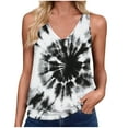 thumbnail image 2 of ITSAME Women's Tank Tops, V-Neck Tie-dye Sleeveless Summer Casual Loose Basic Blouse White M, 2 of 4