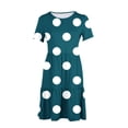 thumbnail image 6 of Daiosportswear Women Summer Polka Dot Short Sleeve Midi Dress with Pockets Casual Aline Flowy Tshirt Dress Vocation Beach,Women'S Short-Sleeved Dress Navy 4(S), 6 of 6