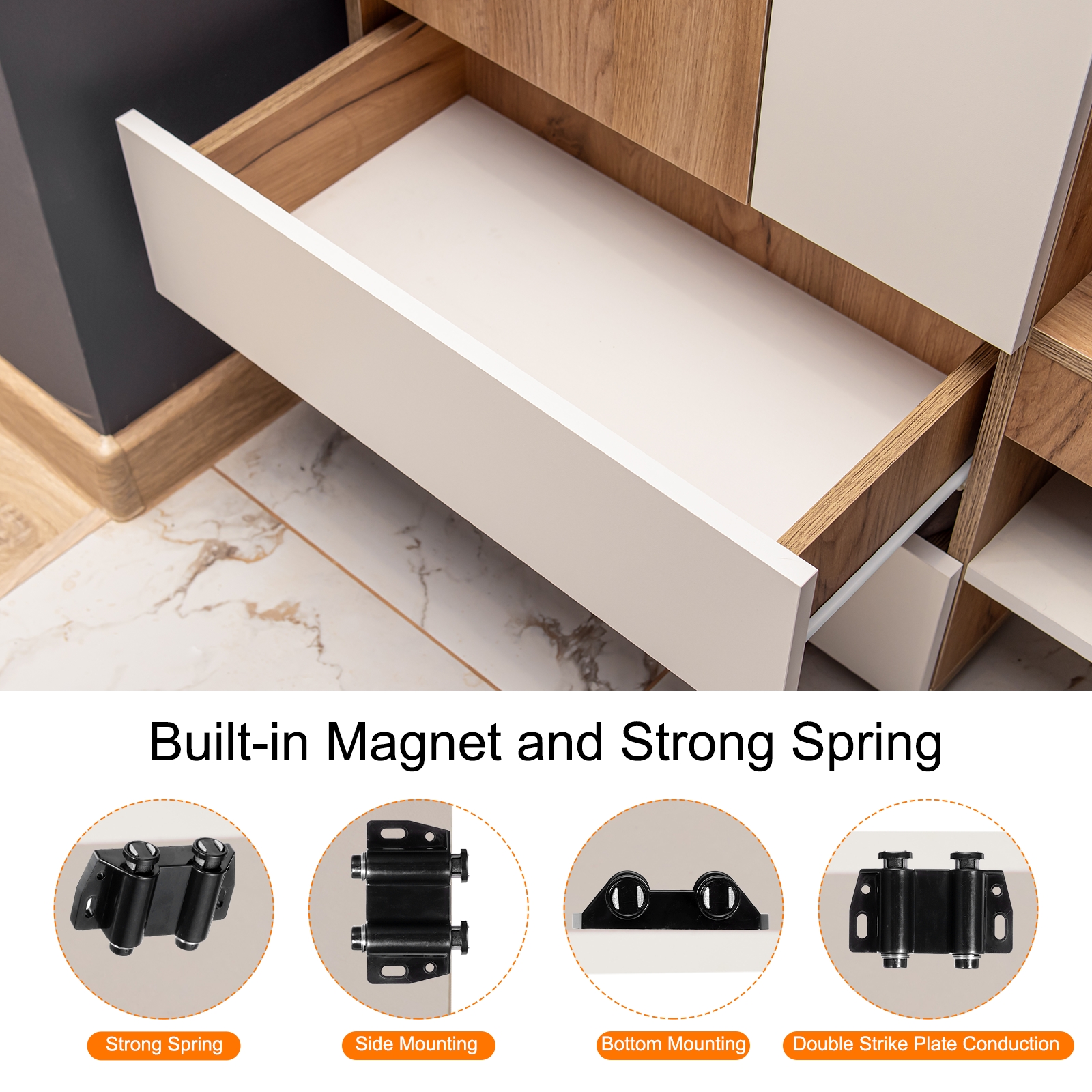 Unique Bargains Push to Open Pressure Touch Release Latches for Cabinets Black