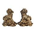 thumbnail image 2 of 1 par de estatuas Kylin de Feng Shui, figuras chinas para decoración del hogar, sala de estar u oficina Cobre 9x9.5cm, 2 of 9
