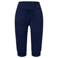 thumbnail image 4 of Pantalon Capri Uni Élégant pour Femmes, Tissu Extensible Confortable, Tenue Polyvalente, 4 of 5