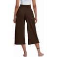 thumbnail image 3 of MLDRA Womens Capri Pants Wide Leg Yoga Sweatpants Crossover High Waist Workout Work Dress Pant Flare Leggings with Pockets for Summer Brown, 3 of 5
