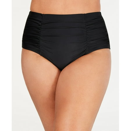 Island Escape BLACK Plus Size High-Waist Bikini Swim Bottom  US 22W