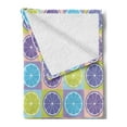 thumbnail image 2 of Abstract Soft Flannel Fleece Throw Blanket, Seamless Pattern with Citrus Like Lemon Lime Tangerine Orange Print, Cozy Plush for Indoor and Outdoor Use, 70" x 90", Pale Green and Violet, by Ambesonne, 2 of 5