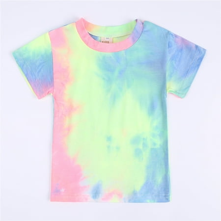 

Cathalem Clothes for Baby Girl Kids Toddler Boy Girls Clothes Sports Casual Tie Dye Prints Short Sleeves T Shirt Kids And Teens Childrenscostume Light Blue 2-3 Years