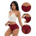 thumbnail image 3 of Unique Bargains Women's Full-Coverage Panties Lace Trim High Waist Briefs S Wine Red, 3 of 6