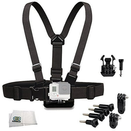 SSE® Accessory Kit for GoPro HERO+, HERO4 Session, HERO4, HERO3+, HERO3 (Black, Silver & White), HERO & HERO+ LCD. Includes Chest Mount + 3-Way Pivot Arm Assembly Extension + 4x Thumb Knob + (Best Way To Mount A Gopro On A Wakeboard)