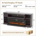 thumbnail image 3 of ChVans 3-Sided Glass 81" Fireplace TV Stand for TVs up to 90", Farmhouse Entertainment Center TV Console Table with 50" Electric Fireplace & LED Lights, TV Stand with Fireplace 3D, Brown, 3 of 9