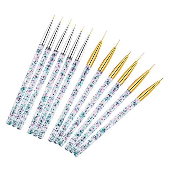 de Pinceles para Decoración de Uñas de 12 Piezas, 3 Tamaños, Súper Fino para Líneas , Detalles , Dorado jinwen Pincel de dibujo de uñas