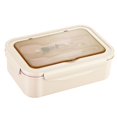 thumbnail image 1 of Bento Lunch Box Set Plastic Leak-proof Meal Food Container Spoon Fork for Adults Kids  Khaki, 1 of 10