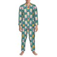 thumbnail image 3 of Salouo Colorful Cow Print Button-Front Long Sleeve Pajama Set for Men, Soft 2Pjs Men's Long Sleeve Sleepwear-Large, 3 of 7