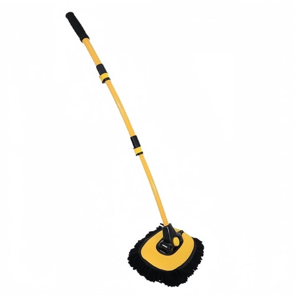 Behome Car Wash Brush, 40" Car Wash Brush with Long Handle, Retractable Bent Pole Car Wash Brush for Cars RV Truck Boat, Yellow