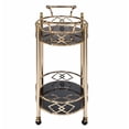 thumbnail image 4 of Metal Framed Serving Cart with Tempered Glass Top and Open Bottom Shelf, Gold and Black, 4 of 4