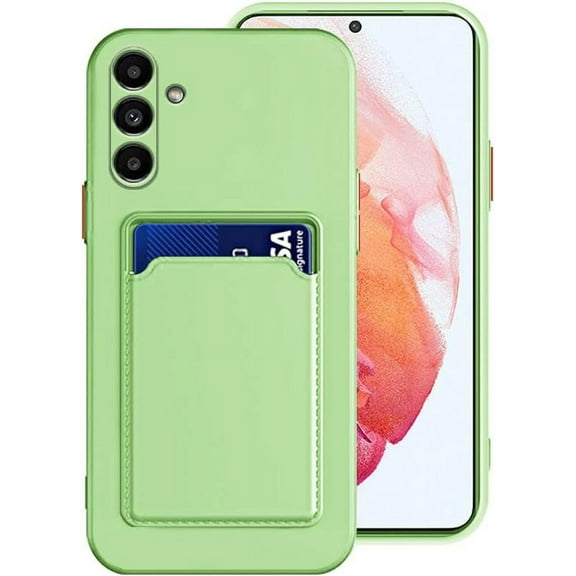 Compatible with Samsung Galaxy A54 5G Case with Card Holder Shockproof Samsung A54 5G Phone Case for Women Men Anti-Scratch Silicone TPU Protective Case (Green)