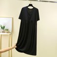 thumbnail image 2 of Lmnyox Short Sleeve Nightgown for Women Botton Down Sleep Dress Summer Soft Flowy Nightwear Pajama Dress, 2 of 3