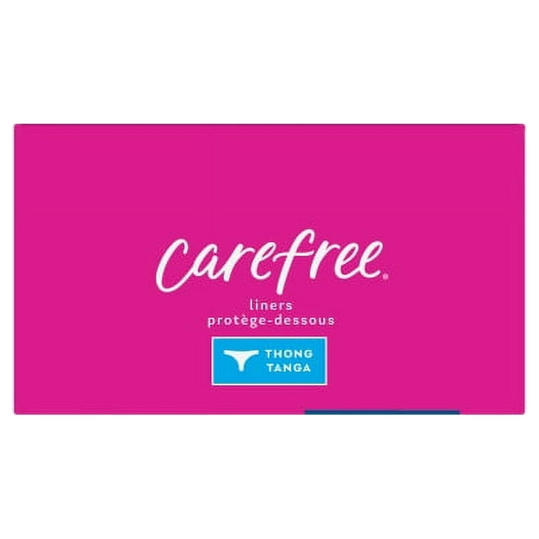 CAREFREE® THONG Panty Liners With Wings, Flat, Unscented, 49ct 