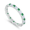 thumbnail image 7 of Princess Full Eternity Baguette Round Ring Green Emerald CZ 925 Sterling Silver Size 7, 7 of 7