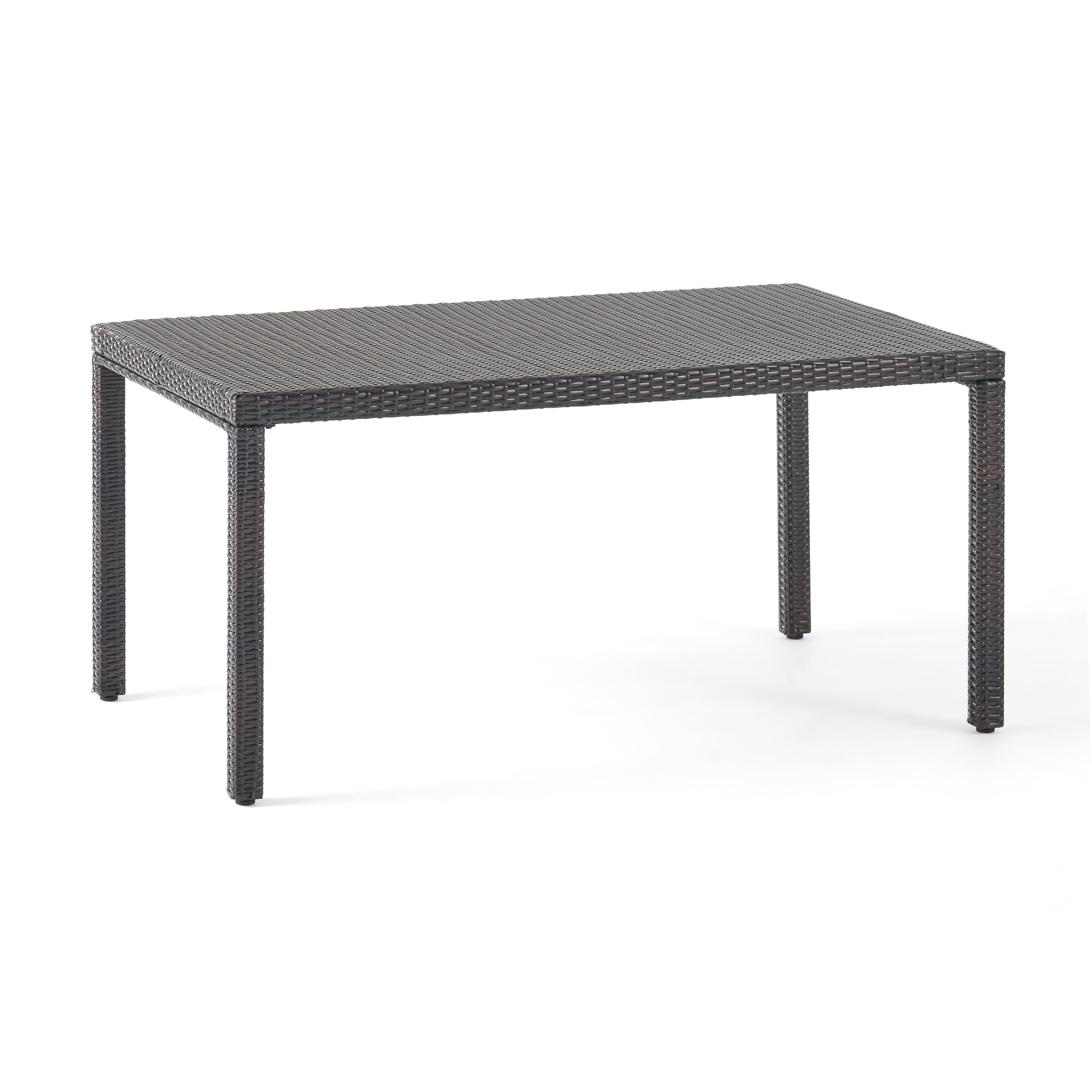 Outdoor 7-piece Wicker Rectangular Dining Set,Multibrown,White