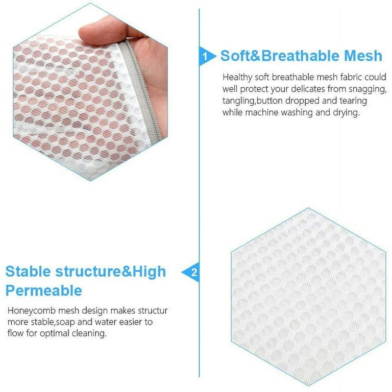 AURFLO Heavy Duty Mesh Laundry Bags Set Of 2 - Extra Large 20x24" With Zipper, Color Coding For Washer & Dryer