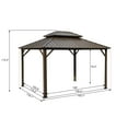 thumbnail image 5 of LUCKYBERRY 10' X 12' Outdoor Hardtop Galvanized Steel Roof Double Top Permanent Gazebo Canopy Curtains Aluminum Frame Patio Garden Gazebo with Netting, 5 of 5