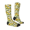 Zufioo Sunflowers And Butterflies Print Long High Thigh Socks KneeHigh