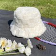 thumbnail image 5 of Checkered Bucket Hat Plush Adjustable Bucket Hat Warm Fisherman Hat For Men Women For Winter Spring-white, 5 of 5