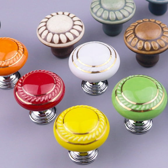 HEMOTON Toilet Flush Button Handle with Round Shape Easy to Press and Use for Home Ceramic Metal Assorted Color
