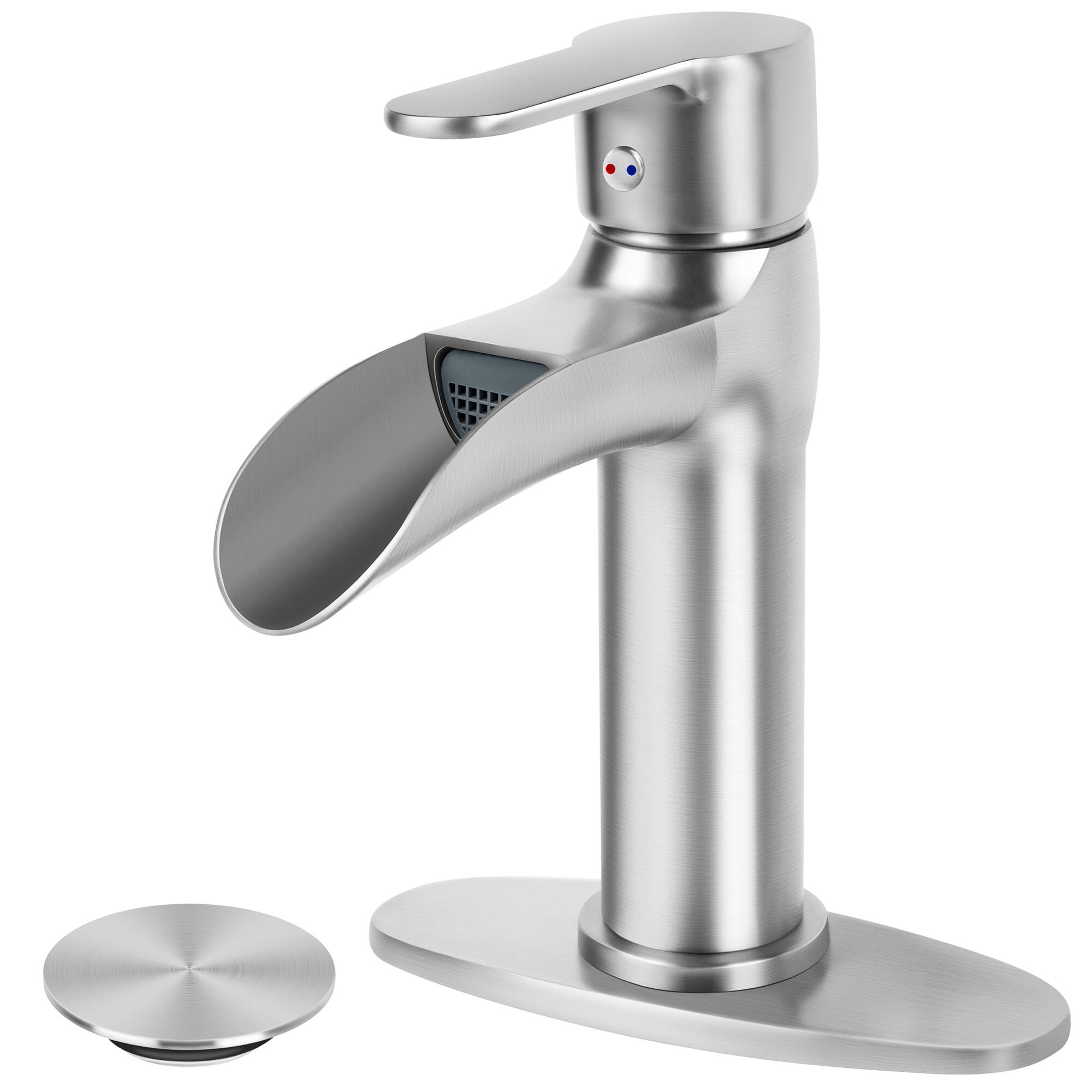 SOKA Brushed Nickel Bathroom Faucet Waterfall Bathroom Sink Faucets