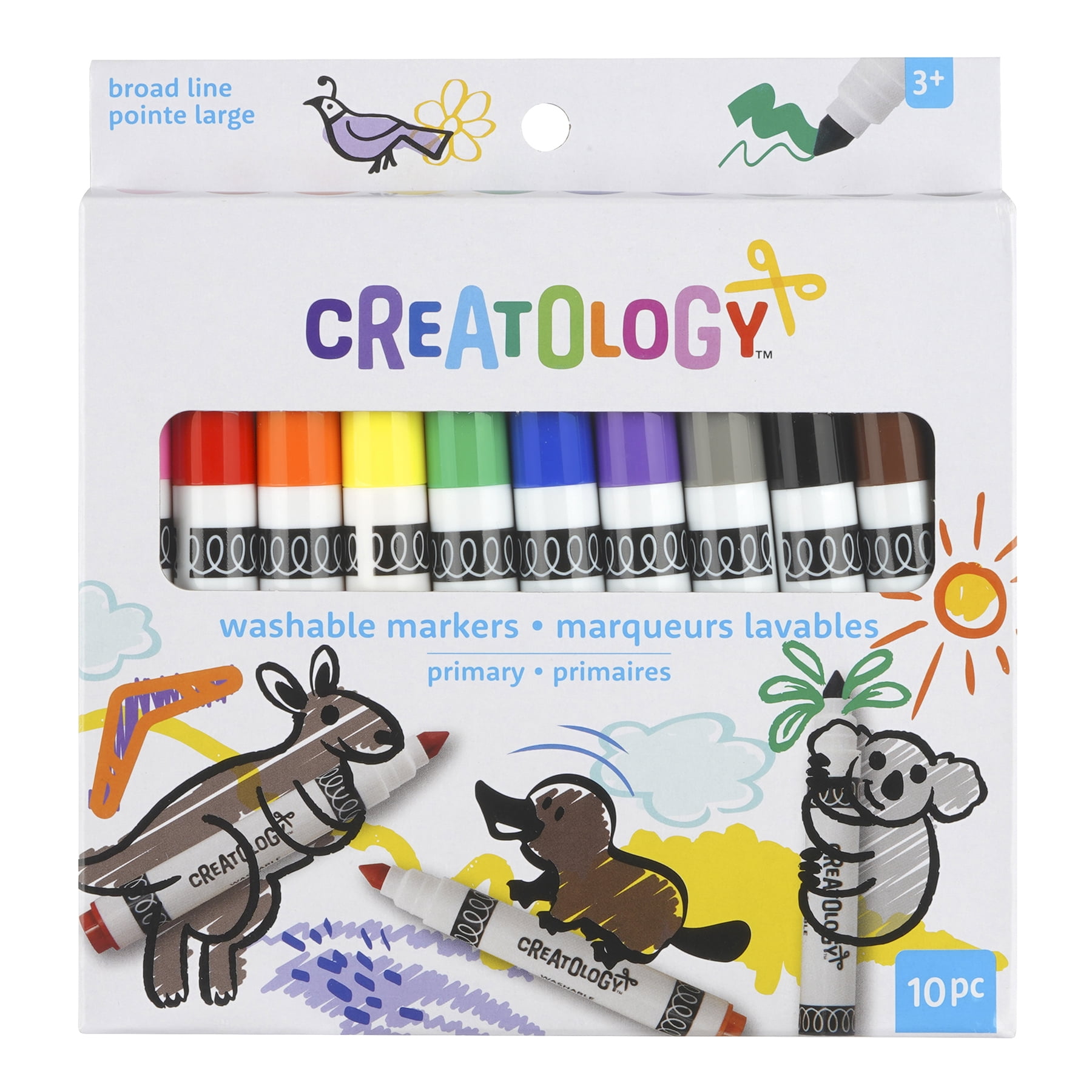 10 Count (120 total) Primary Broad Line Washable Markers by Creatology - Perfect for Drawing - Coloring - Arts & Crafts - Bulk 12 Pack