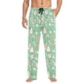 thumbnail image 5 of joogoo Men's Pajama Pants Christmas Green Pattern Cotton Long Sleepwear Lounge Pants L, 5 of 7