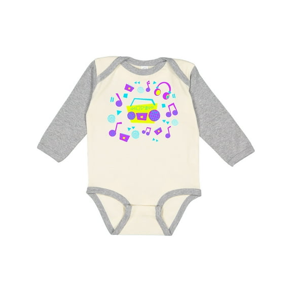 Inktastic '80s Boom Box music Boys or Girls Long Sleeve Baby Bodysuit