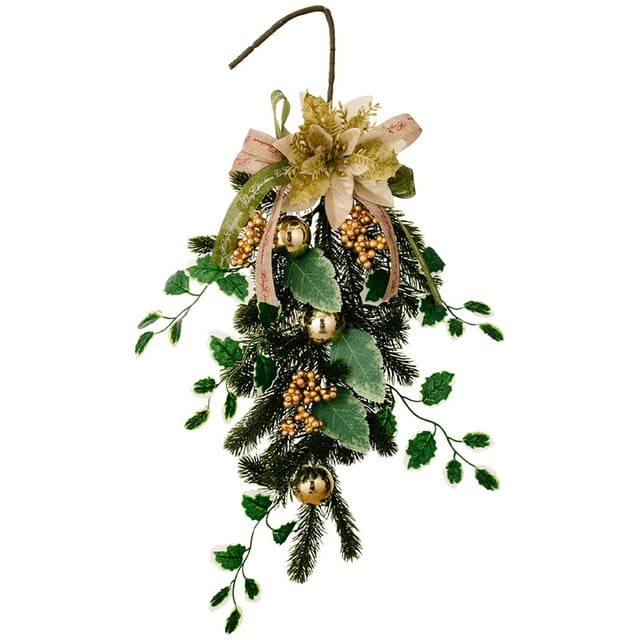 Guirlande de Noël en Forme de Goutte d'Eau, Simulation Réaliste de Noël, Couronne d'Aiguilles en Pin