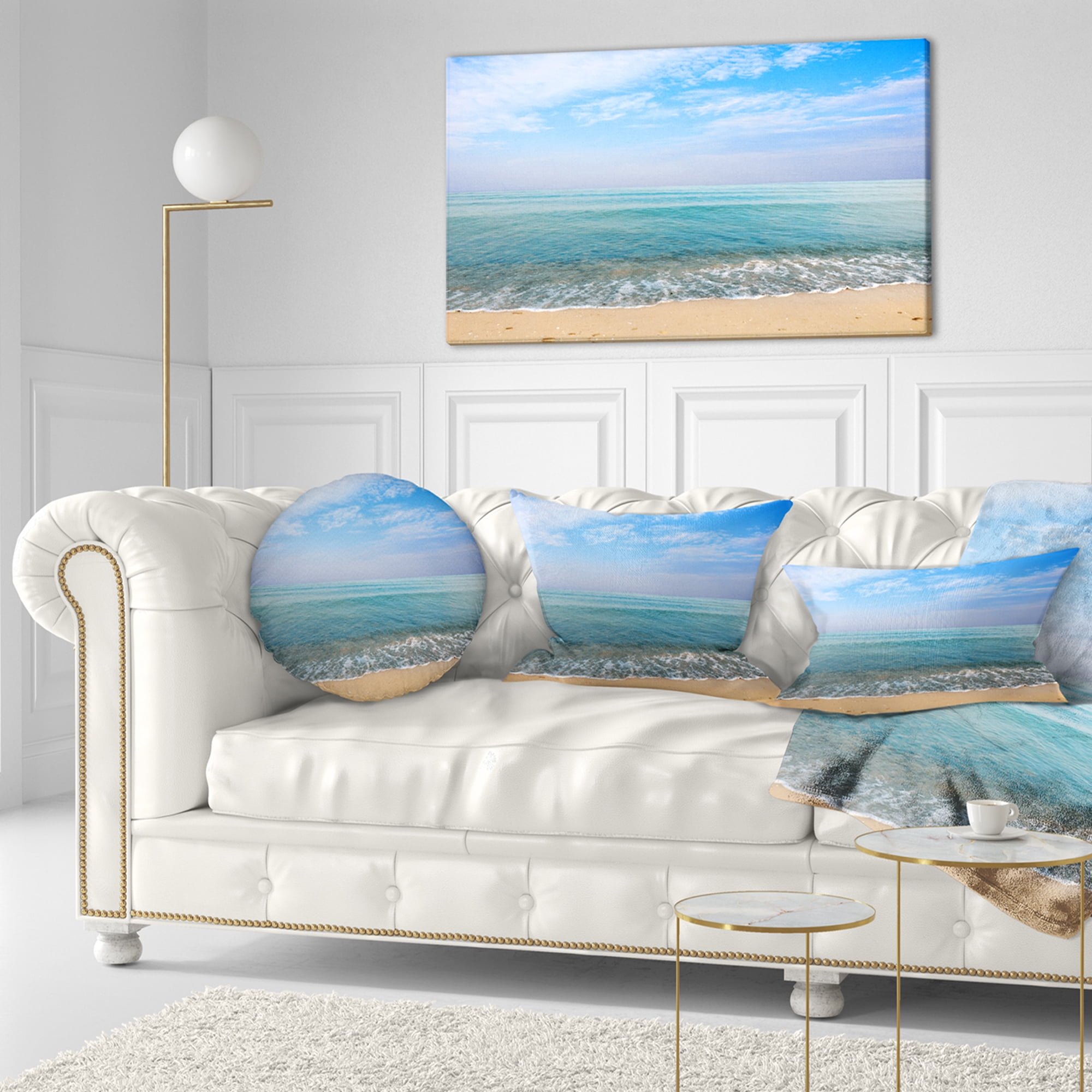 Designart 12" x 20" Blue Polyester Throw Pillow